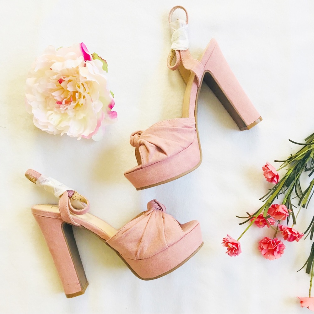 Blush Platform Block Heels